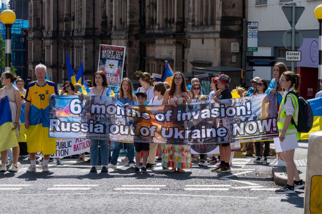 March and protest against six months of Russian invasion held in&nbsp;Nottingham